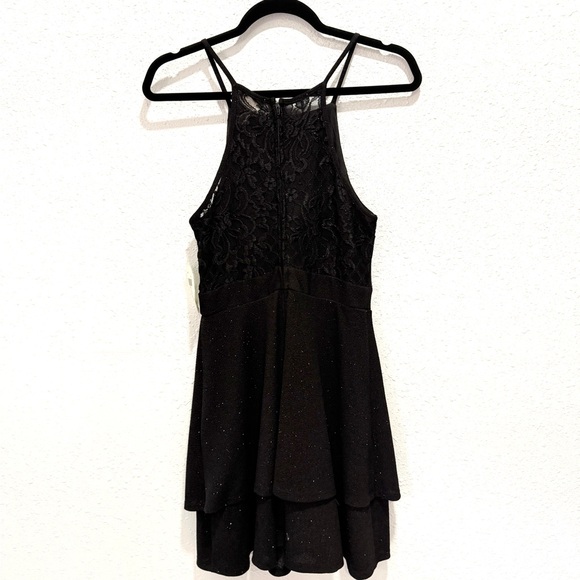 NEW Altar'd State Black Glitter halter Tiered fit and flare Dress M - Picture 8 of 13